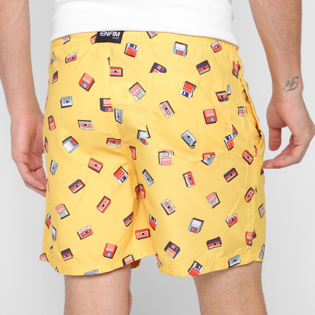 Miniatura Bermuda Curta Enfim Masculina Amarelo+Vermelho - G