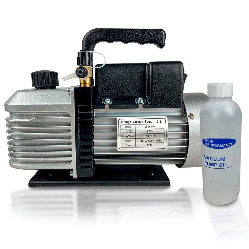 Miniatura Bomba Vácuo Refrigeração Automotiva 6cfm Duplo Estágio 1-2hp