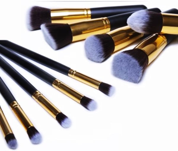 Miniatura Kit 10 Pincéis Kabuki Precisão Preto Maquiagem Profissional