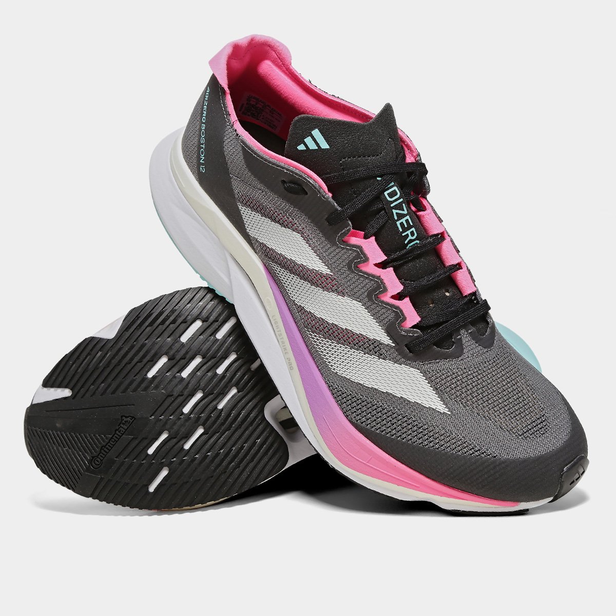Miniatura Tênis Adidas Adizero Boston 12 Feminino Chumbo+Rosa - 34