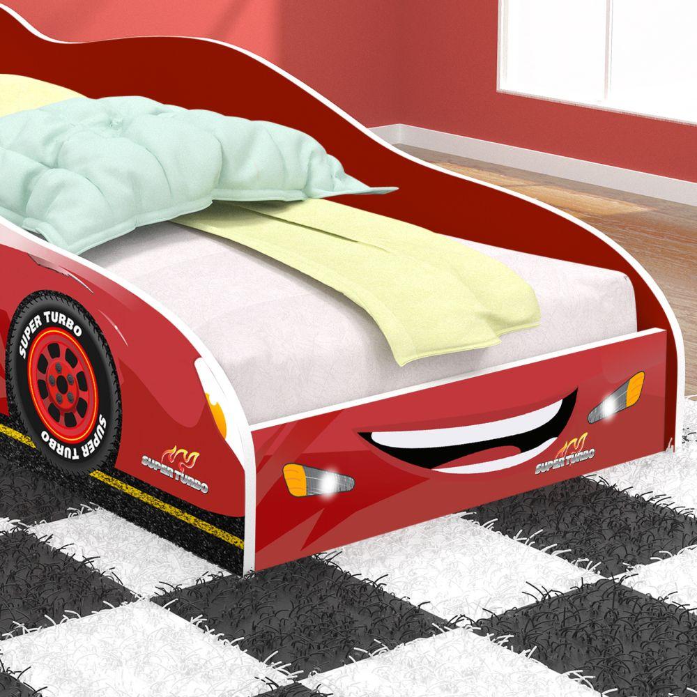Miniatura Cama Carro Super Turbo 85 Solteiro com Colchão D20 - Vermelho - RPM Móveis