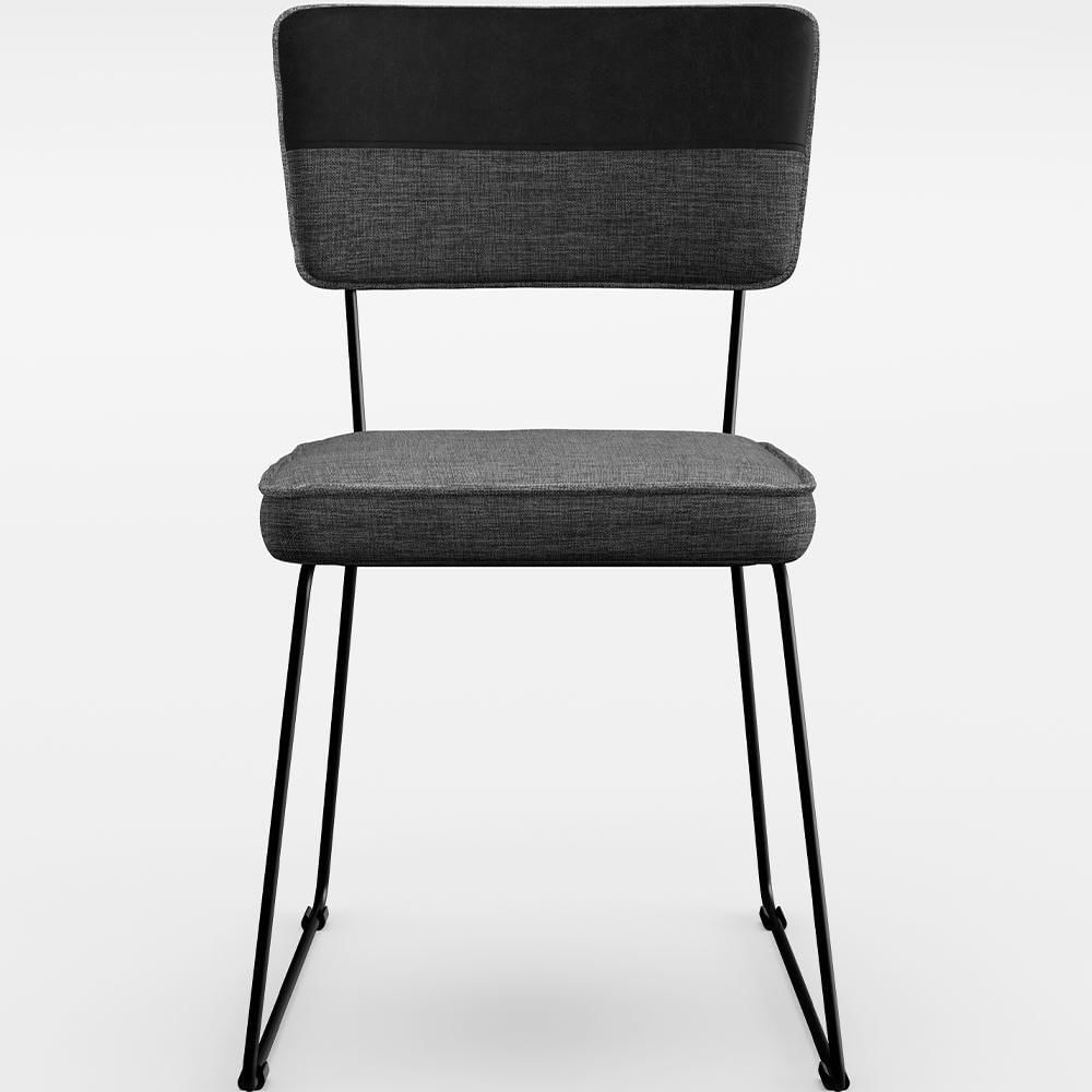 Miniatura Kit 2 Cadeiras Estofada Faixa Corano Preto Cinza Escuro