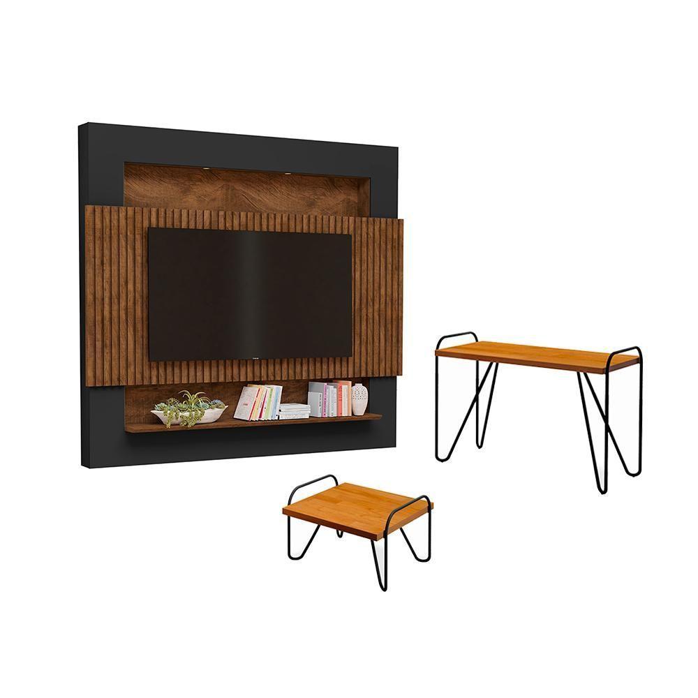 Miniatura Conjunto Sala De Estar Orlando Malbec Preto Naturale