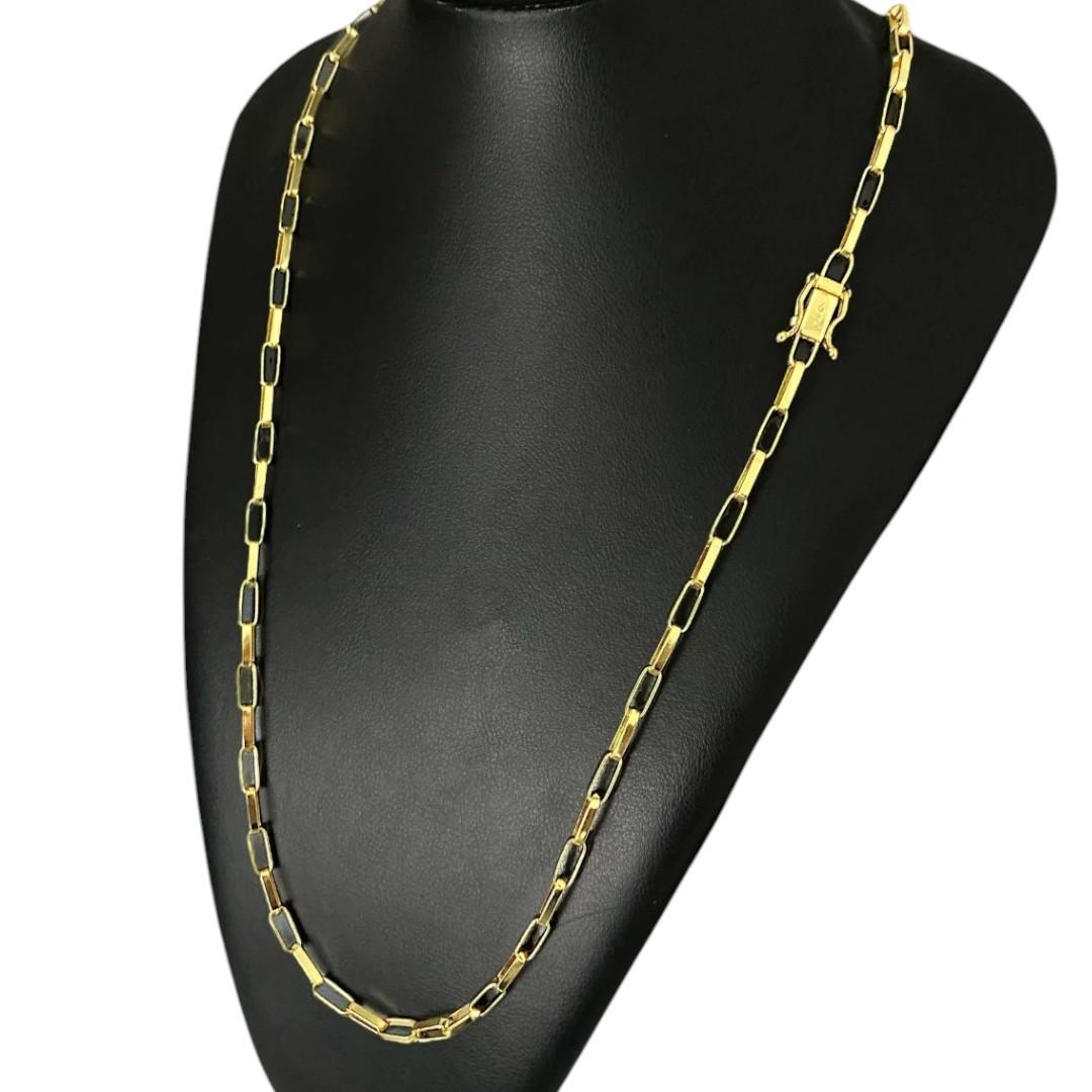 Cordão Tijolinho Alongado 5Mm - Banhado A Ouro 18K