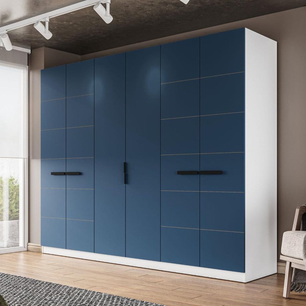 Miniatura Guarda Roupa 6 Portas 4 Gavetas Lisboa Branco/Azul