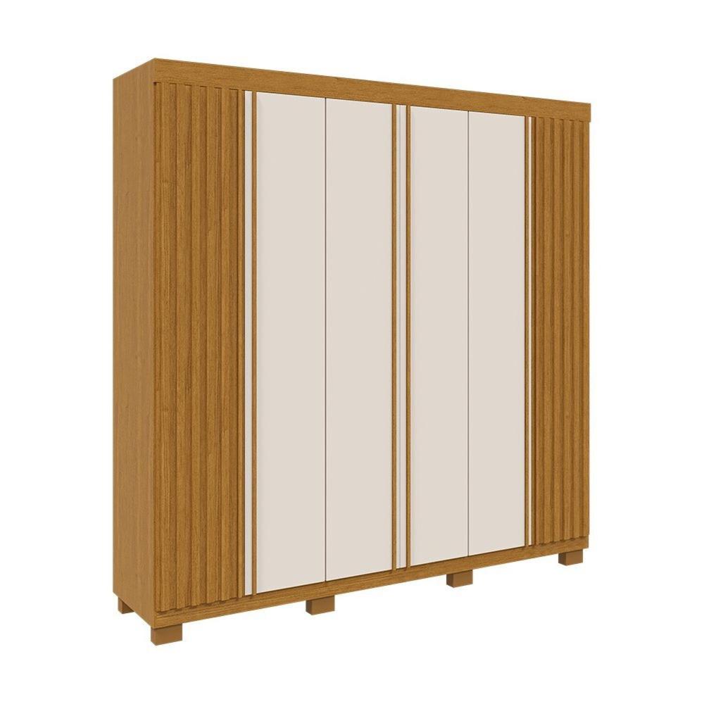 Miniatura Guarda-roupa Casal 230,10cm 6 Portas Ripado 6 Gavetas 100% Mdf Magnólia Cinamomo/Off White