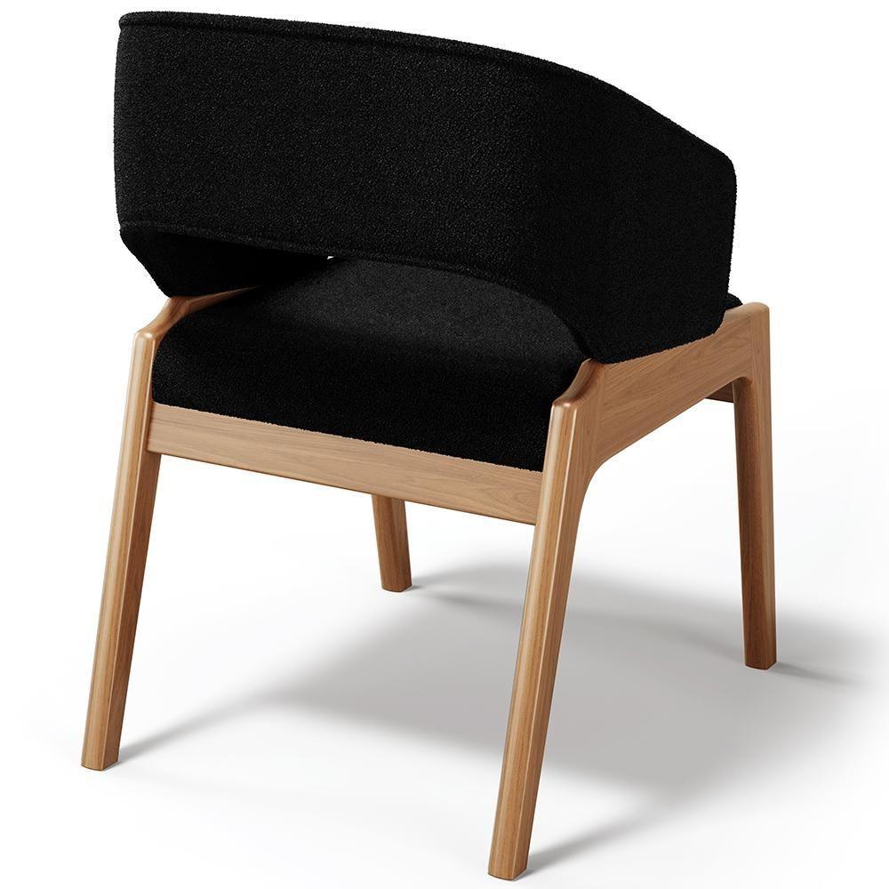 Kit 03 Cadeiras De Jantar E Estar Living Estofada Lince L02 Bouclê Preto