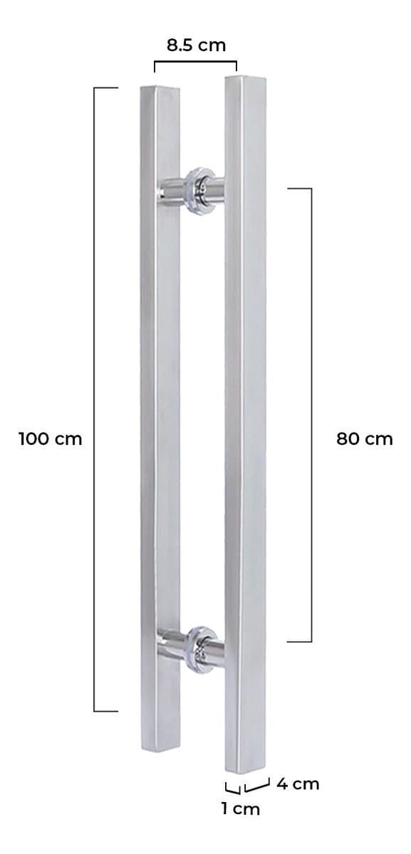 Miniatura Puxador De Porta 1 Metro Inox 304 Escovado Madeira Vidro