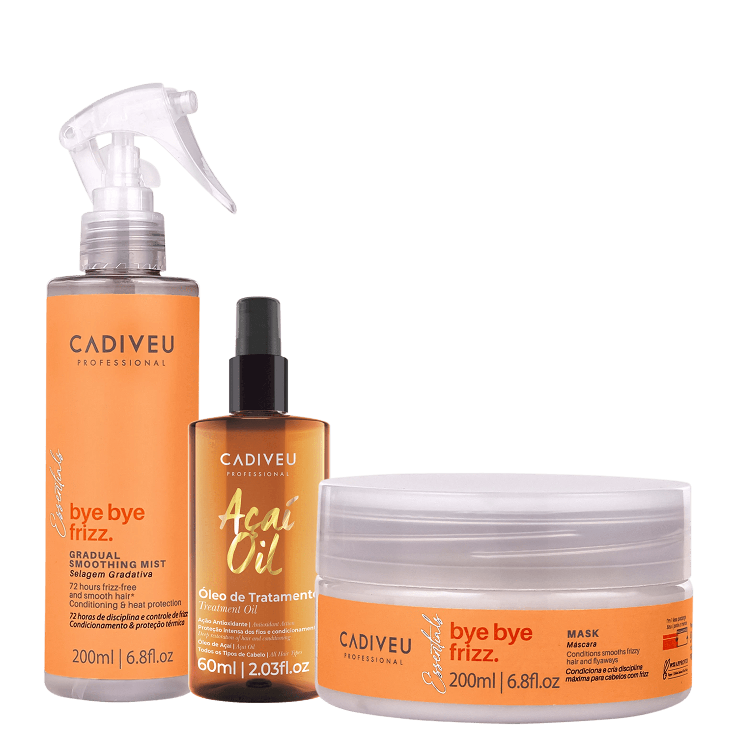 Miniatura Kit Cadiveu Professional Açaí Oil Bye Bye Frizz Care Trio (3 Produtos)