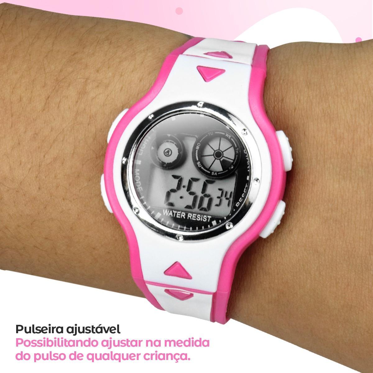 Miniatura Kit Relógio Digital e Óculos Rosa Orizom Kids - Pulseira Ajustável, Tela Clara, Proteção UV - Di Fiore Store