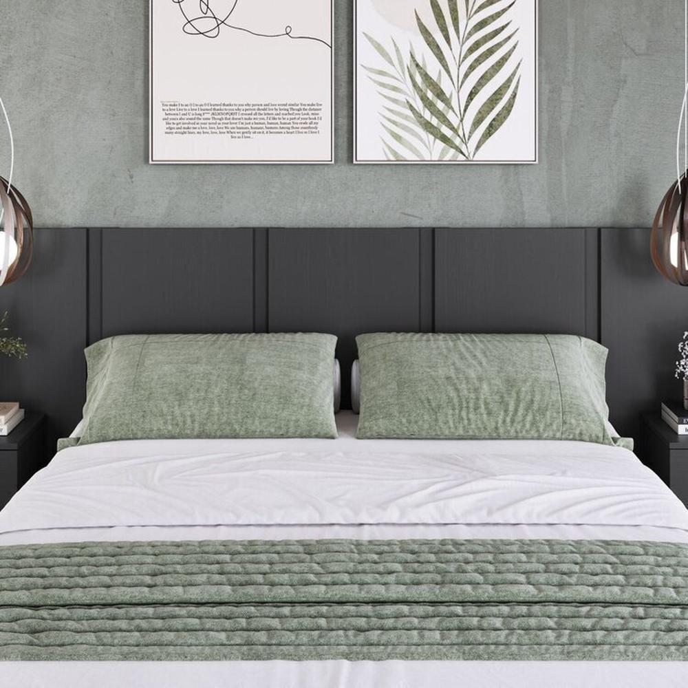 Miniatura Cama Casal Queen Suspensa, Cabeceira e Mesas de Apoio 140/160 Zurique Grafite