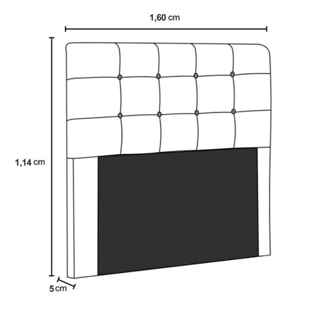 Miniatura Cabeceira Estofada Cama Queen 160 Cm Helena Corino Branco