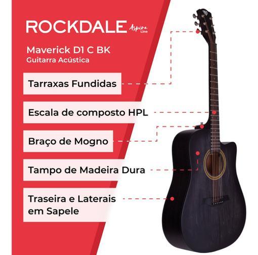 Violão Acústico Rockdale Maverick 6 Cordas Preto Destro