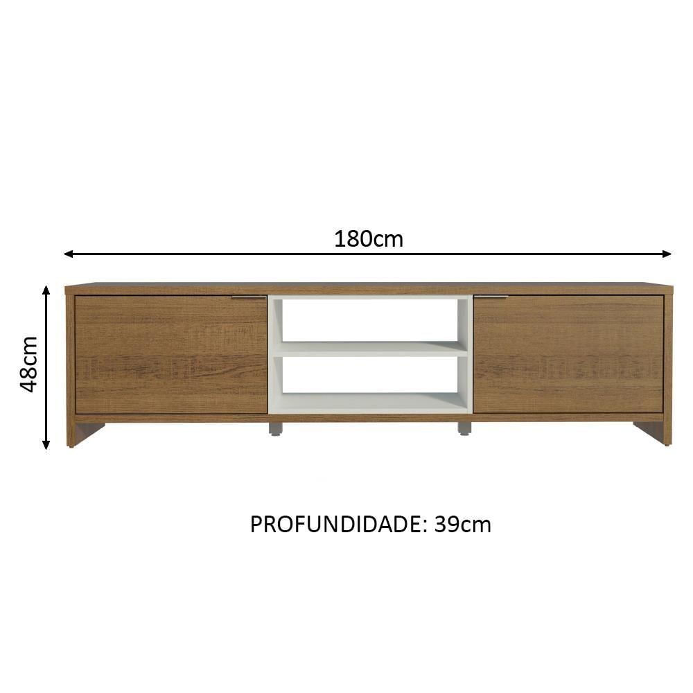 Rack Para Tv Até 75 Polegadas 180 Cm 2 Portas Rustic/branco Metz Madesa Rustic