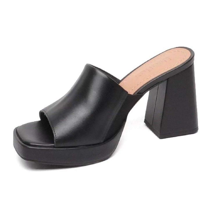 Miniatura Tamanco Usaflex Salto Bloco Feminino - Preto - PRETO 34