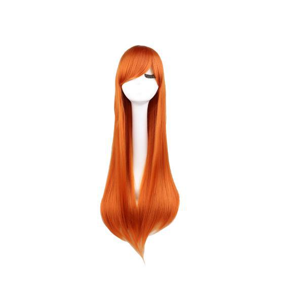 Miniatura Peruca Wig Super Longa 1 Metro Cosplay Fantasia Laranja