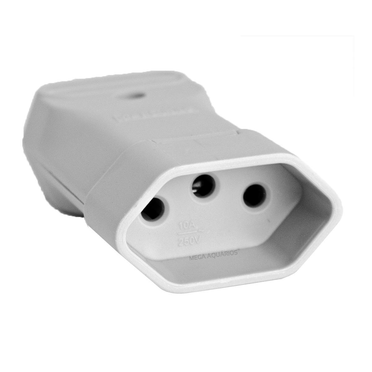 Miniatura 4 Tomada Plug Fêmea Prensa Cabo 3 Pinos Finos 10A Branca