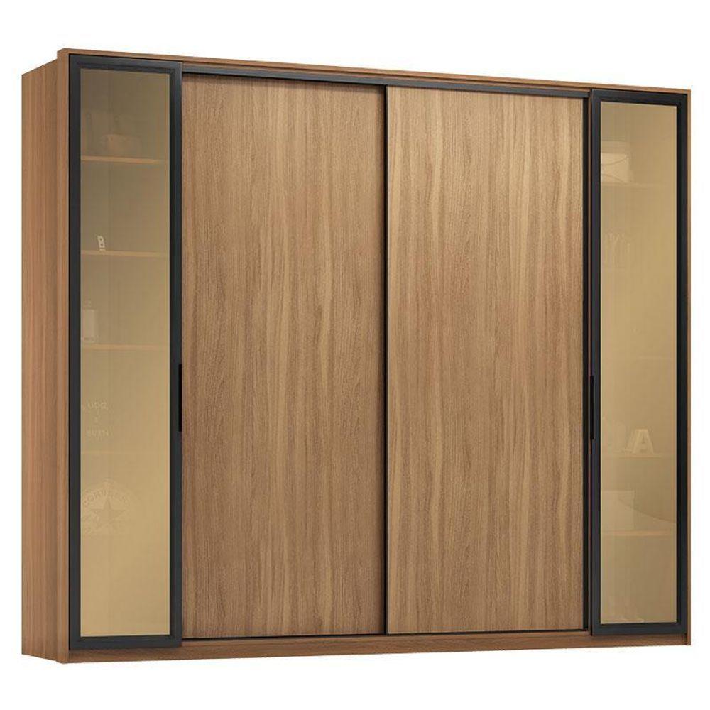 Miniatura Guarda Roupa Casal Laredo Amêndola Touch Nude Prime Flex Com Portas De Vidro Reflecta - Demartez