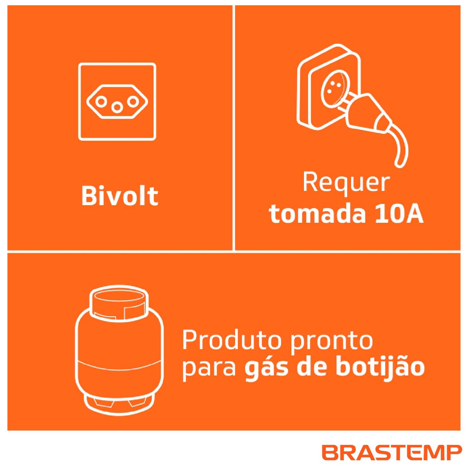 Fogão Brastemp 5 Bocas Preto com Turbo Chama com Mesa de Vidro - BFS5VCE Bivolt