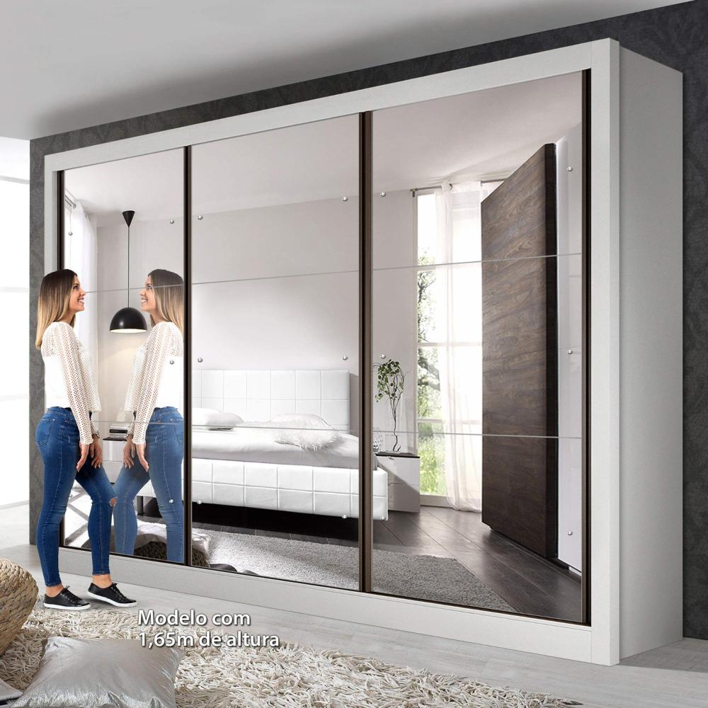 Guarda Roupa Casal com 9 Espelho 3 Portas Ravena Espresso Móveis Branco Guarda Roupa Casal com 9 Espelho 3 Portas Ravena Yescasa Branco