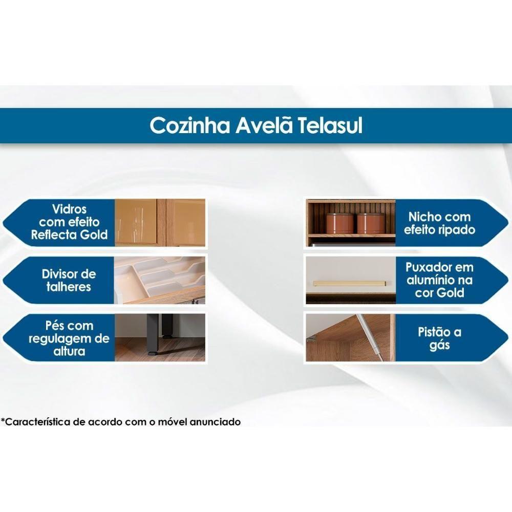 Miniatura Cozinha Modulada Completa Thela Avelã 6 Peças (2aéreos+2balcões+2paneleiros) Czc16 Mel-branco - Telasul