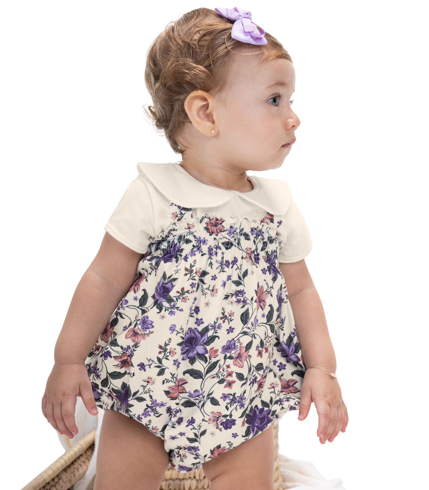 Miniatura Conjunto Macaquinho Com Blusa E Gola Trick Nick Bege 3