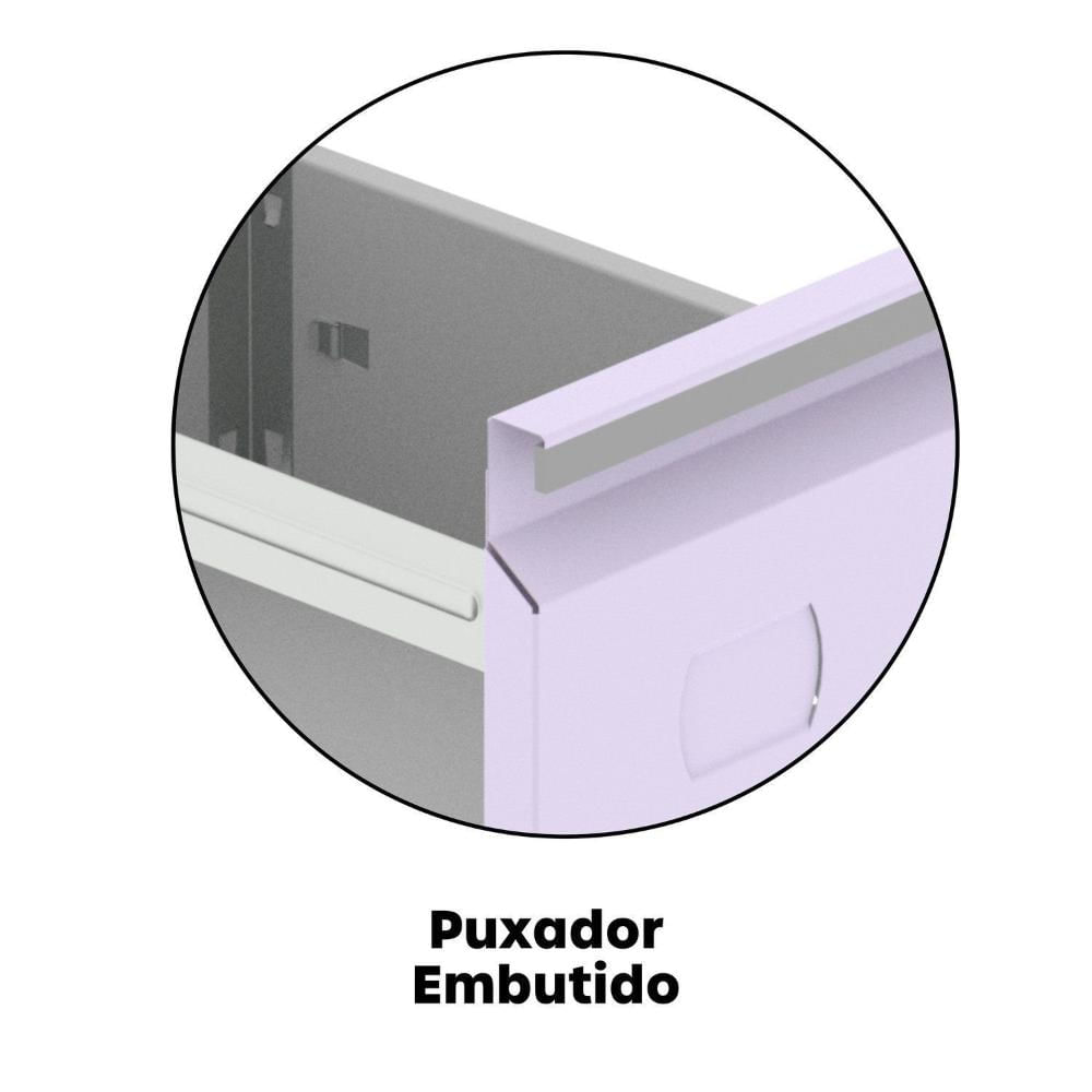 Gaveteiro Arquivo para Escritório em Aço 4 Gavetas Banco /Lilas