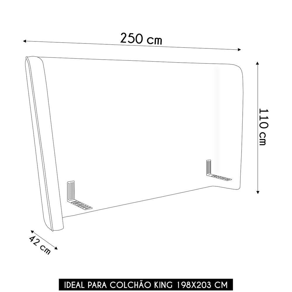 Miniatura Cabeceira Cama Box King 195cm Nicea P02 Linho Cinza - Mpozenato
