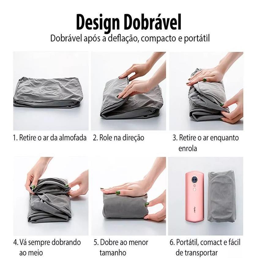 Almofada Inflável Pés Avião PVC 3 Níveis 40x30x43cm Cinza