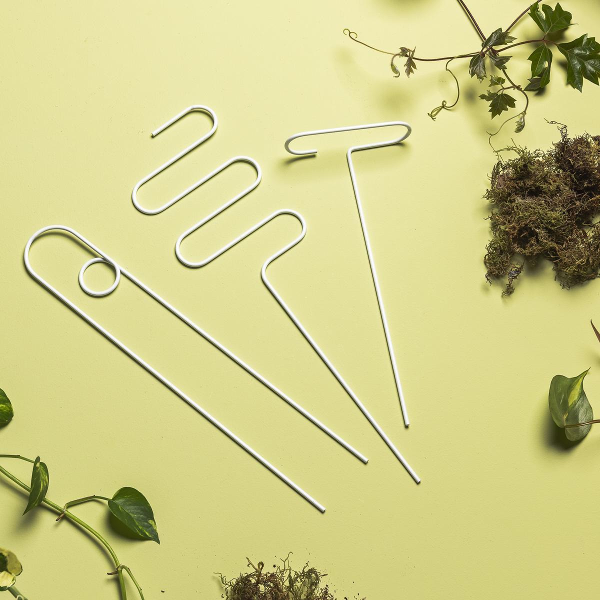 Miniatura Kit 3 Suporte Plantas Tutor Metal Branco - Decoração
