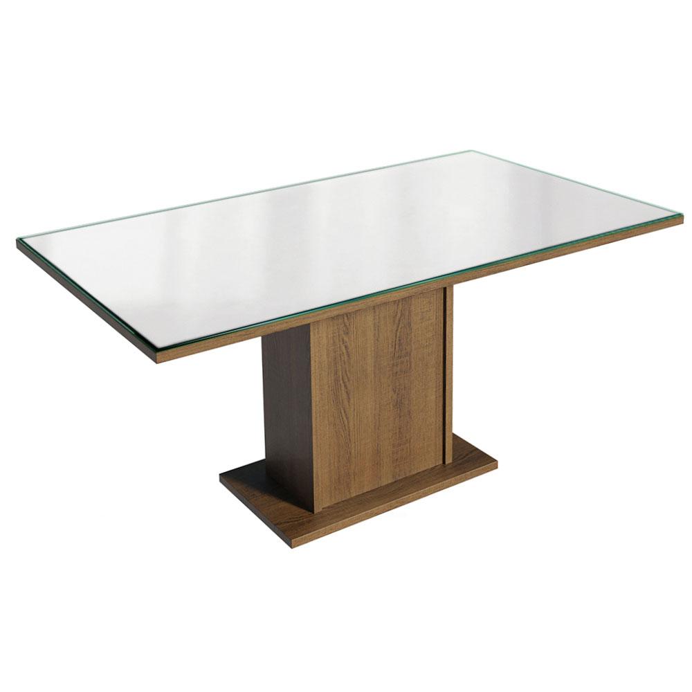 Miniatura Conjunto Sala de Jantar Mesa Tampo de Vidro 6 Cadeiras Geórgia Madesa Rustic/Branco/Silver
