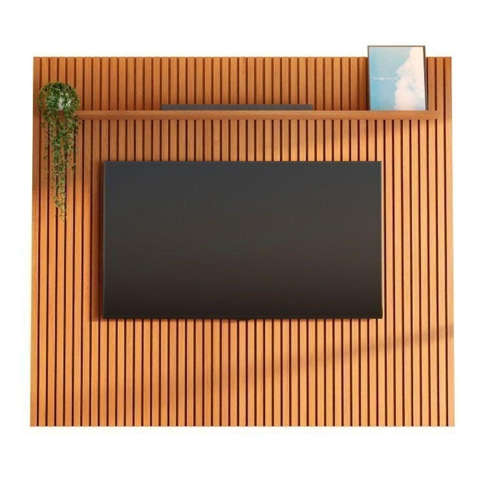 Rack Ananda com Painel Aloe para Tv até 75 Polegadas em Mdf Tampo Madeira Maciça Madeira Originals nature / Off white