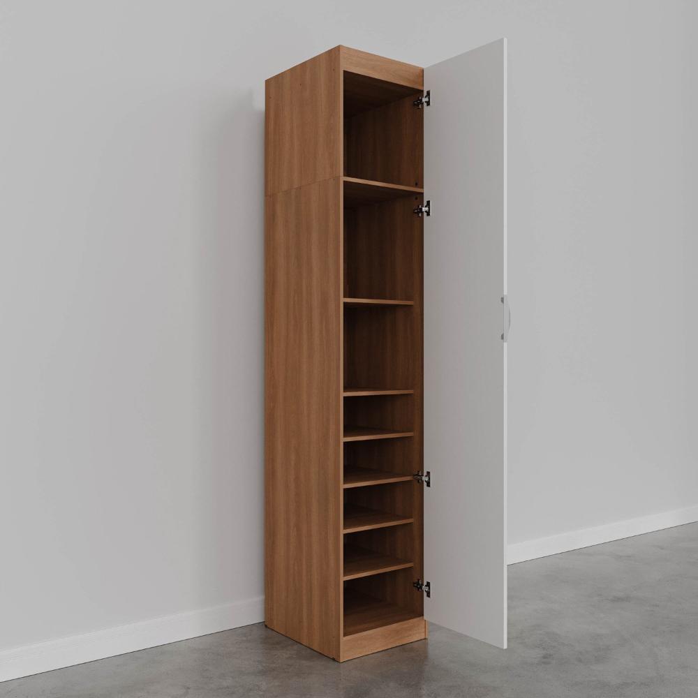 Guarda Roupa Hera 1 Porta com Espelho 6 Prateleiras CabeCasa MadeiraMadeira Branco Geada/Louro