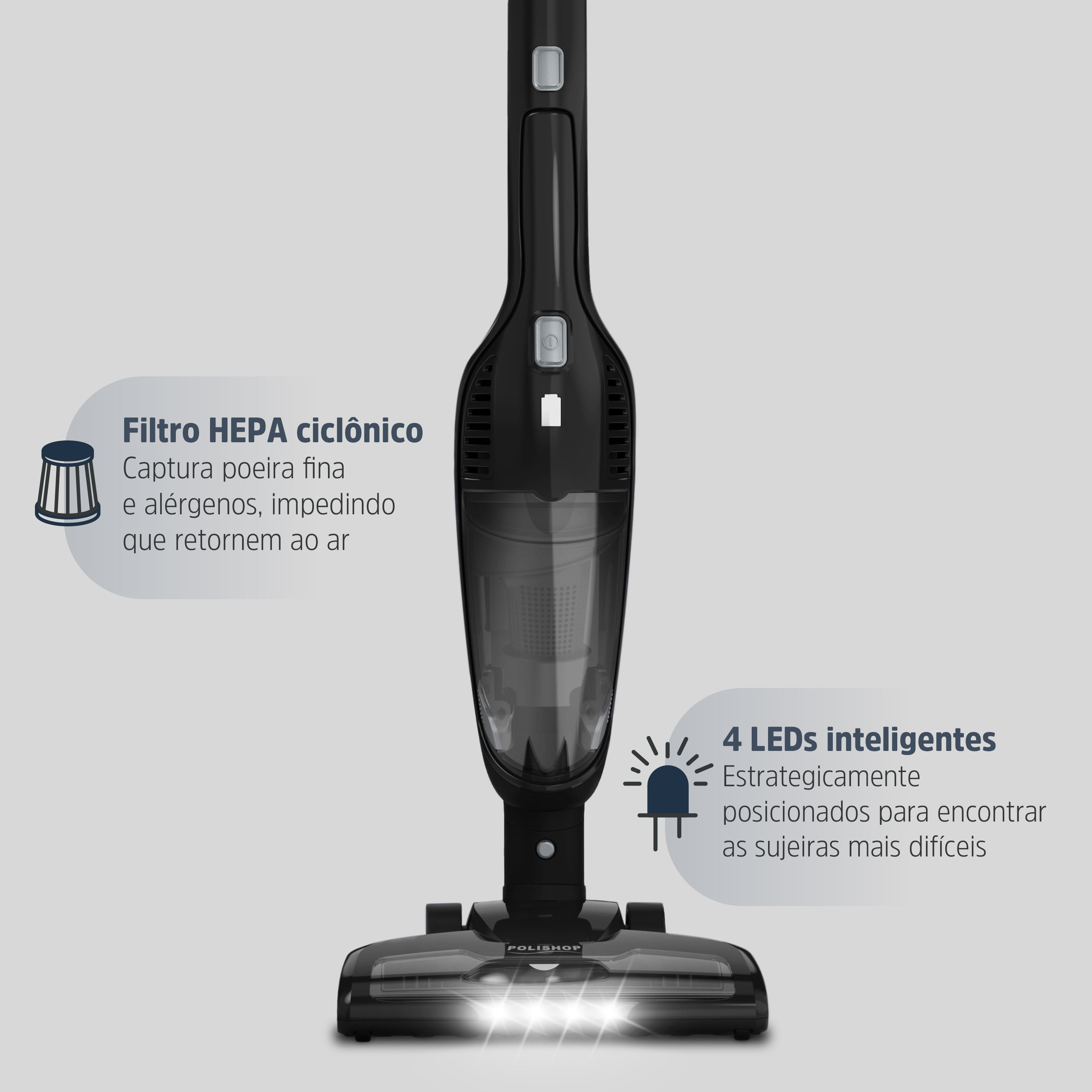 Miniatura Aspirador de pó vertical sem fio 2 em 1 Ultra Clean Polishop | Bivolt