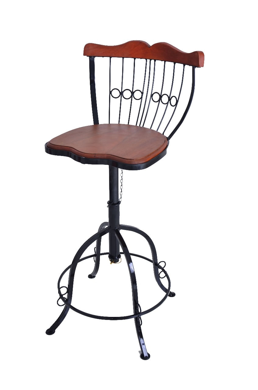 Miniatura Banqueta Bistrô  Ferro e Madeira - cozinha americana