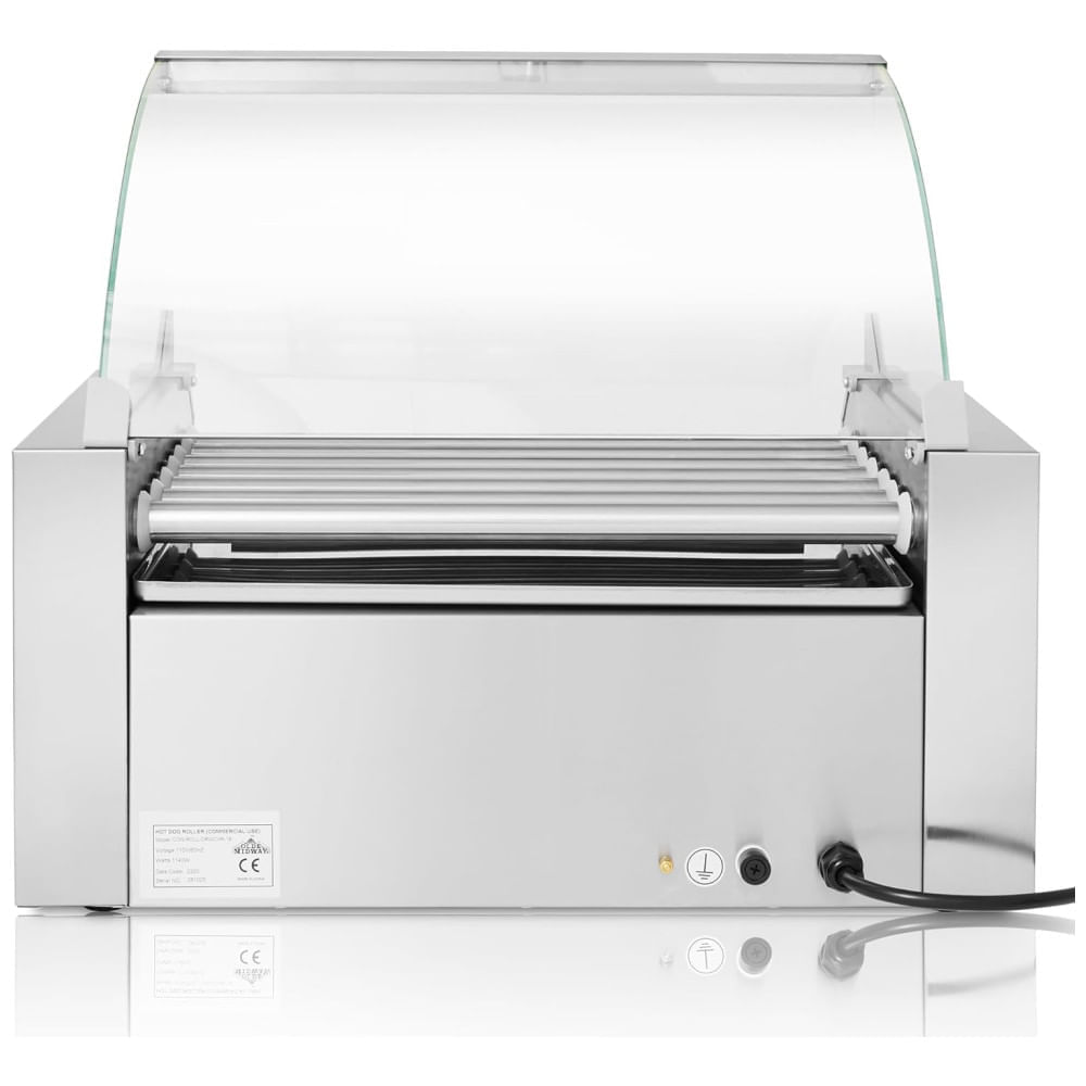 Miniatura Máquina para Cachorro Quente 7 Rolos até 18 Salsichas com Gaveta de Aquecimento, 110V 1100W, OLDE MIDWAY, Prata