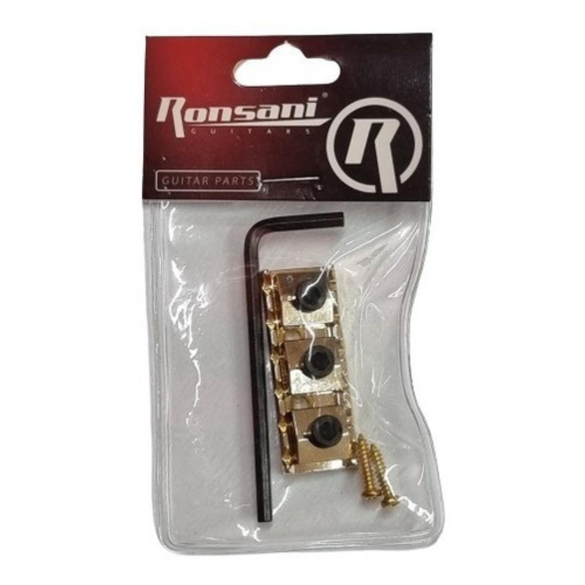 Miniatura Nut Guitarra Com Trava Floyd Rose Dourada 43Mm X 15,5Mm