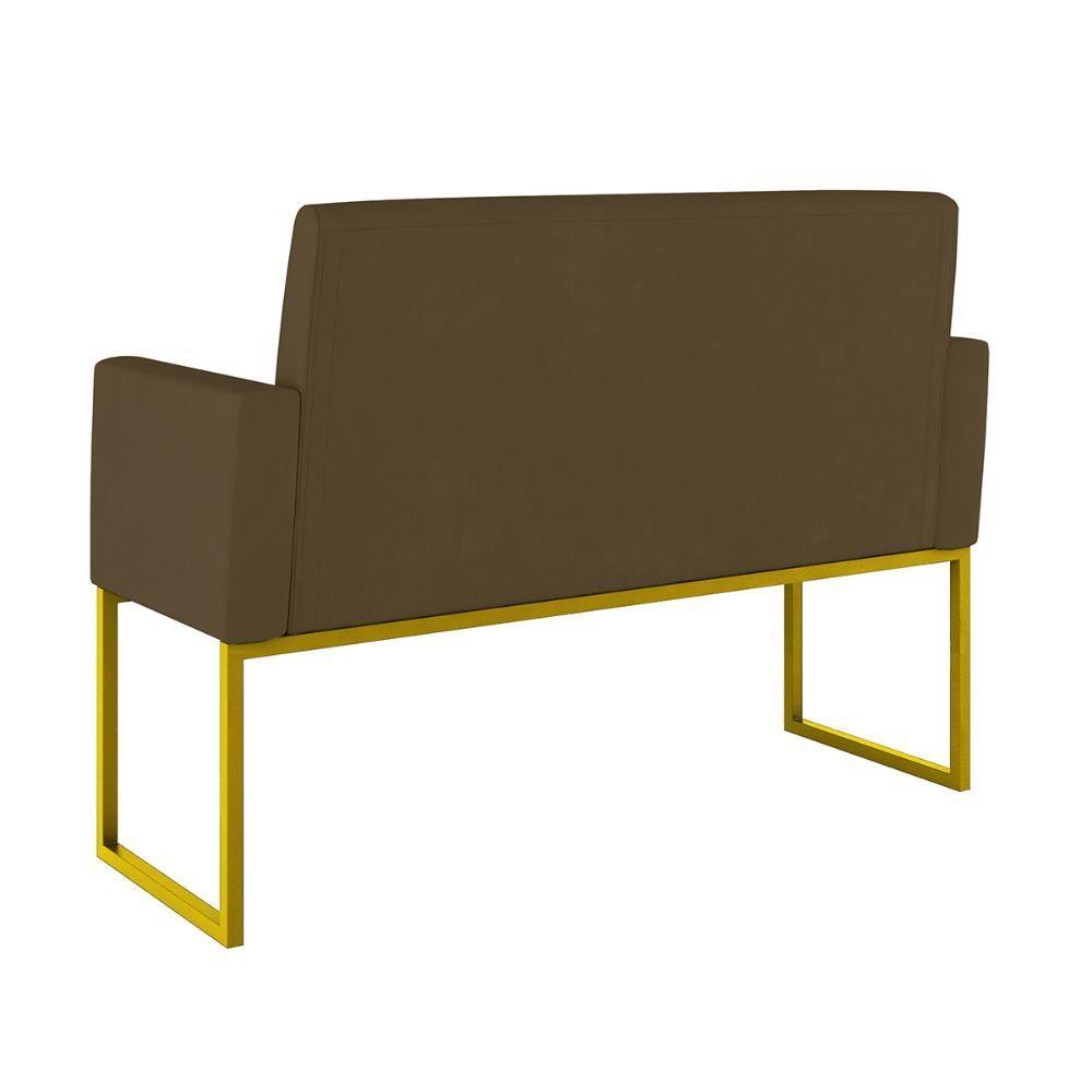 Kit Sofá 2 Lugares + 2 Poltronas Recepção Sala Base Dourada Cor:marrom Marrom