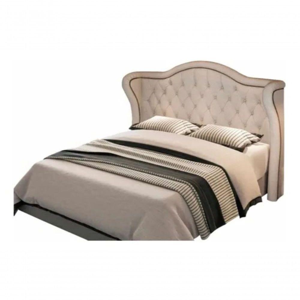 Miniatura Cabeceira Cama Box Casal Monaco Veludo Bege - Perfan Móveis