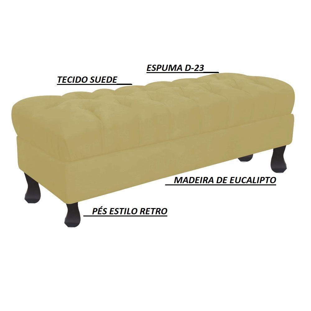 Puff Decorativo Retro Luiz Xv Com Baú Suede Bege 80 Cm