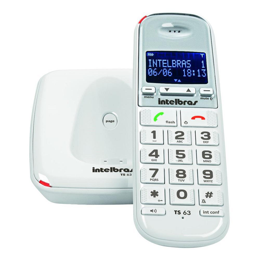Miniatura Telefone Sem Fio Digital Ts 63 V Branco Intelbras Com Id Telefone - Intelbras - Sem fio
