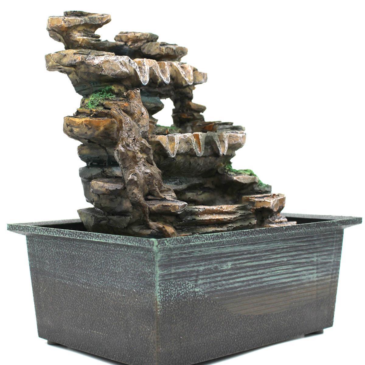 Miniatura Fonte Agua Decorativa Cascata Iluminação Led Gt743
