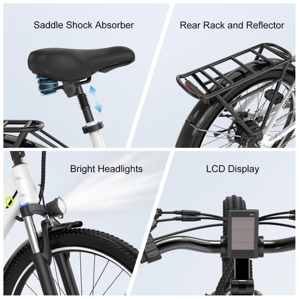 Miniatura Bicicleta Elétrica Cybervelo EK7 1000W, 128 km de autonomia, suspensão ajustável, tela LCD, 26", verde