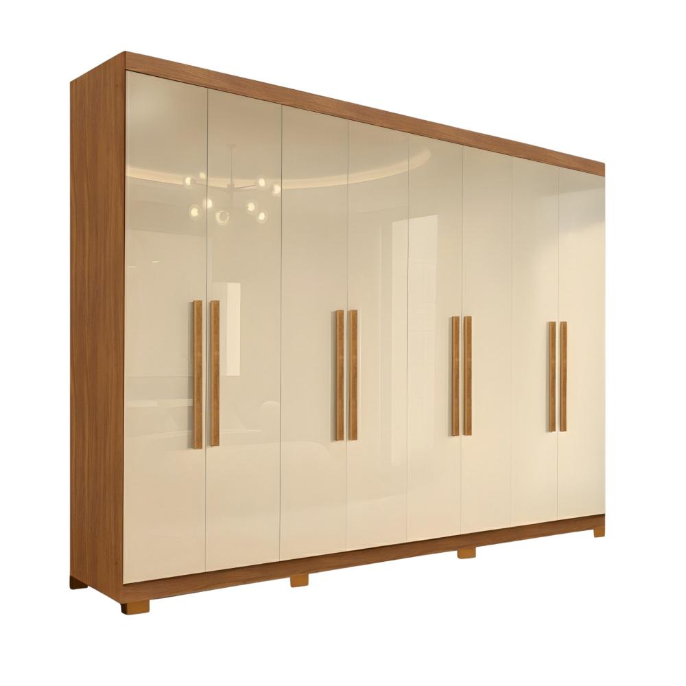 Miniatura Guarda Roupa Casal 8 Portas com Pés Paris Guarda-roupa Paris 8 Portas Mdp com Pés Cinanomo/Off White