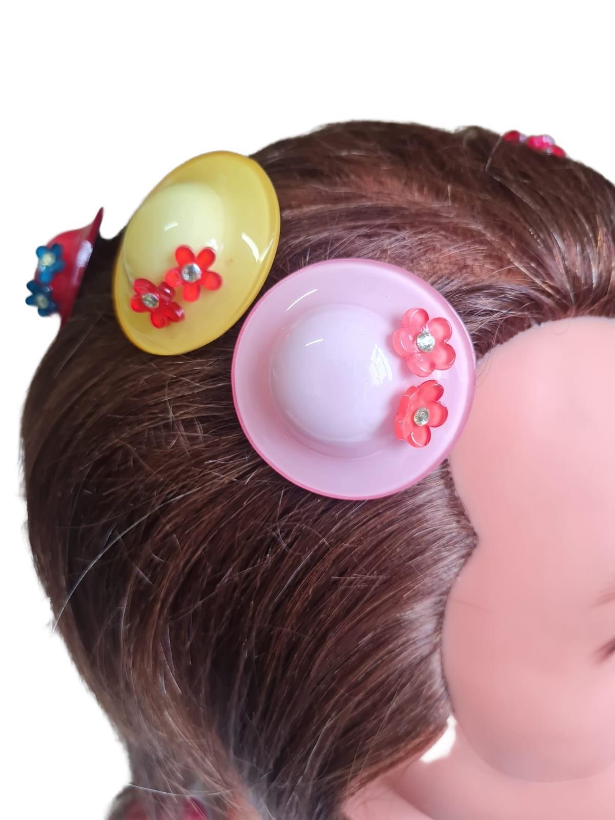 Presilha Acessório Cabelo Infantil Formato Chapeuzinho-6Un