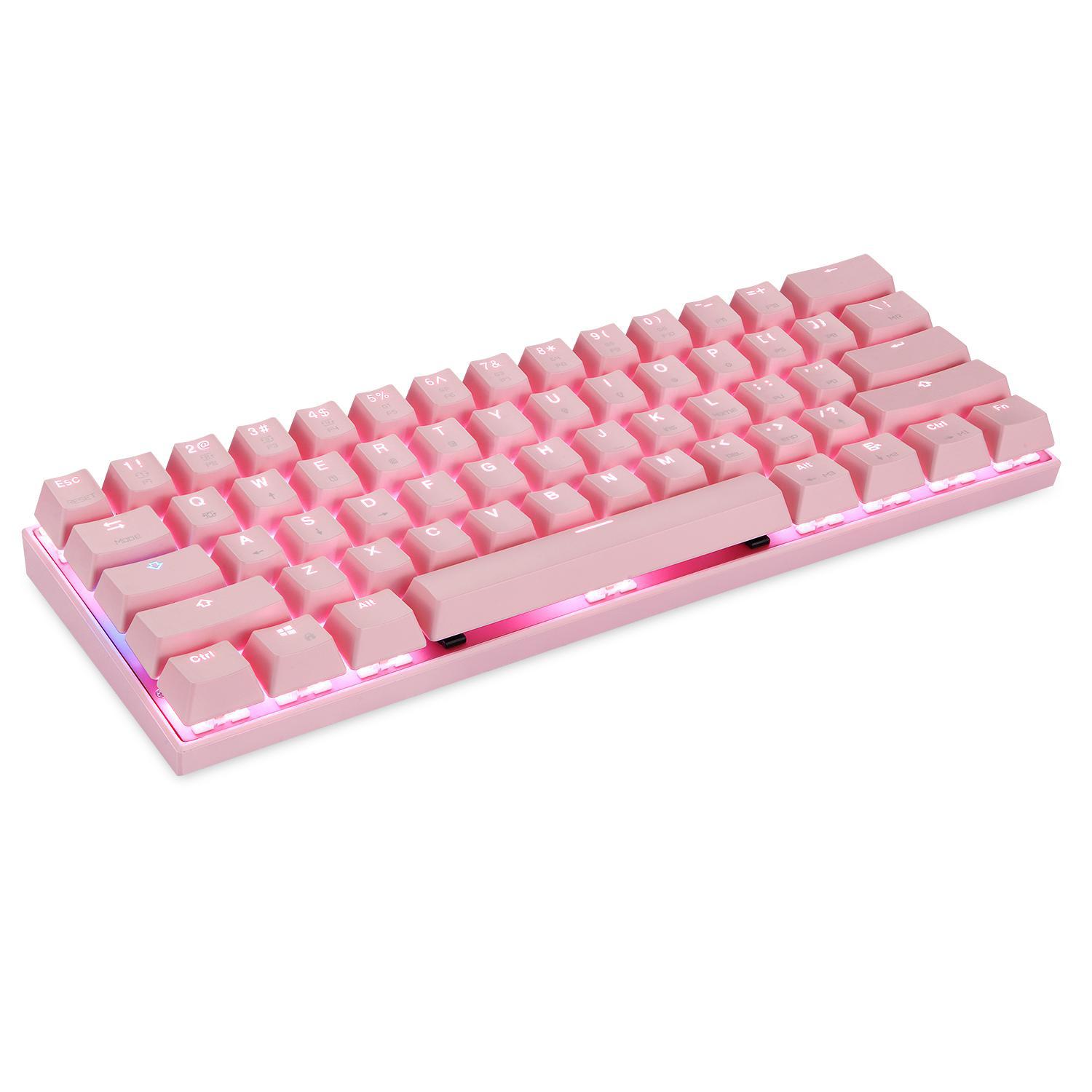 Miniatura Teclado Mecânico Gamer Motospeed Ck62 Rosa Switch Azul