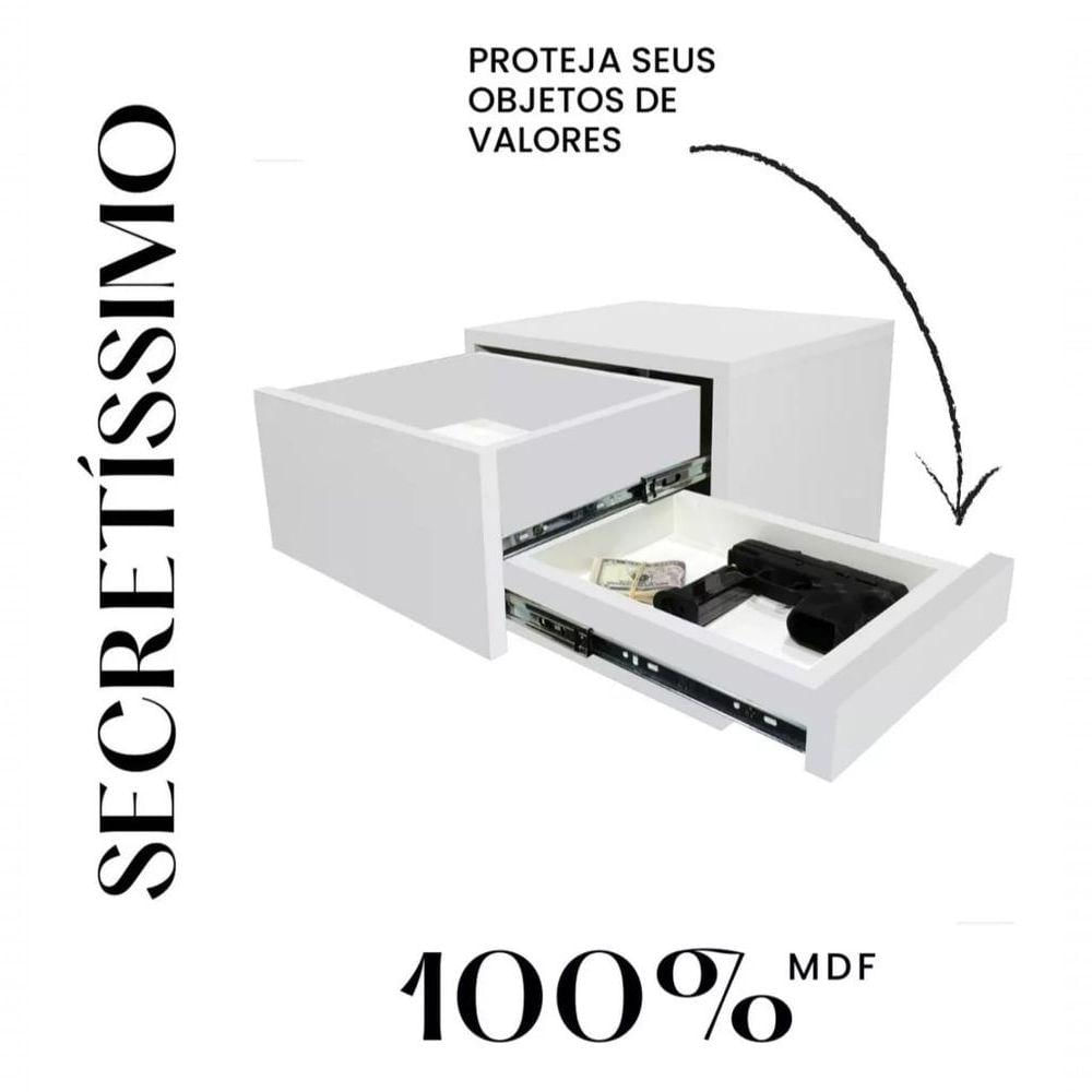 Miniatura Mesa De Cabeceira C Gaveta Secreta Lado Esquerdo Mdf Branco