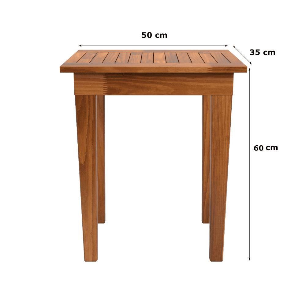 Miniatura Mesa Lateral 50x35 Ripada Madeira Rustica Castanho