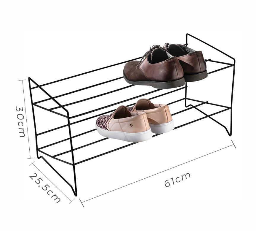 Miniatura Porta Sapatos Sapateira Preta Portátil 06 Pares Forma Inox