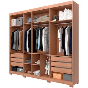 Miniatura Guarda-Roupa Casal Bartira Diplomata 7 Portas de Bater 6 Gavetas Internas MDP - 255,6cm de Largura Avelã/Capuccino